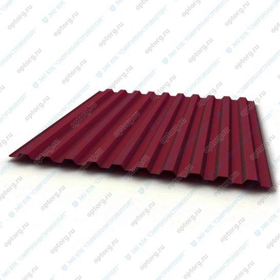 Профнастил ЛКПОЦ C21 0,5 мм, 1,0(1,051)x6,0 м, RAL 3005 (винно-красный), ТУ 5285-002-37144780-2012