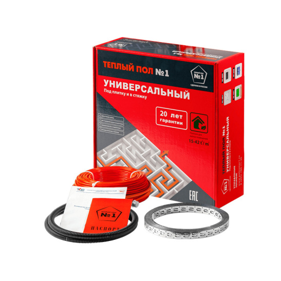 Теплый пол (нагревательный кабель) Теплый пол №1 СТСП, D=3 мм, L=63 м, 1120 Вт, Россия