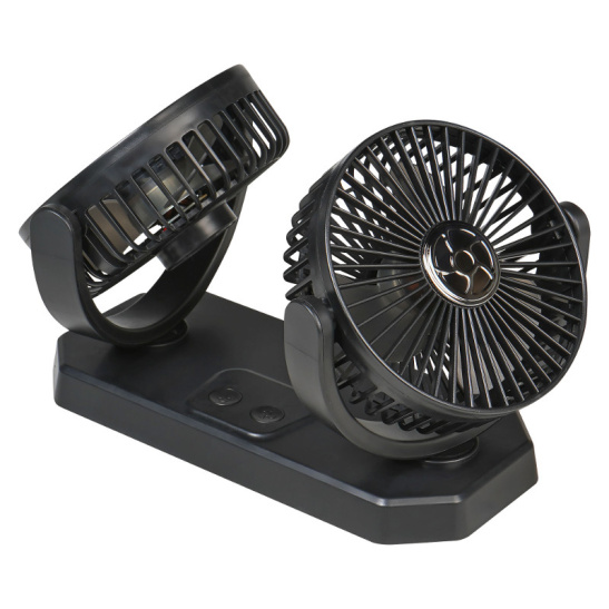 Вентилятор салонный (USB 5В, 2x13 см.) универсальный, двойной поворотный 360°, раздельная регулировка, скотч, в USB ("AIRLINE") (AEAE005)