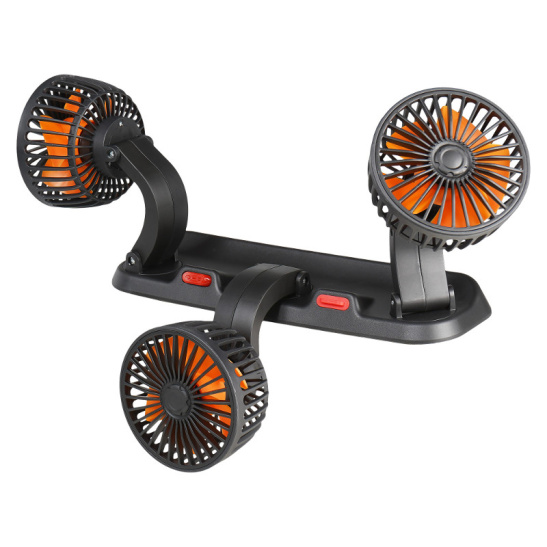 Вентилятор салонный (12В, 3x10,5 см.) универсальный, тройной поворотный 360°, общая регулировка, скотч, в прикуриватель ("AIRLINE") (AEAE007)