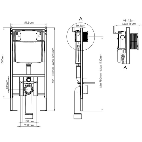 Сет Loranto Prestige инсталляция + унитаз UNO с сиденьем микролифт + кнопка круглая белый глянец (4551+AZ-2380+7510)