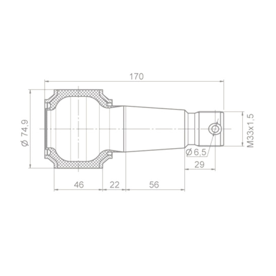 180.3511-026-01Э ПАЛЕЦ РЕАКТИВНЫЙ С РМШ КОНУСНЫЙ (с резьбой М33*1,5) (ООО "Элемент")