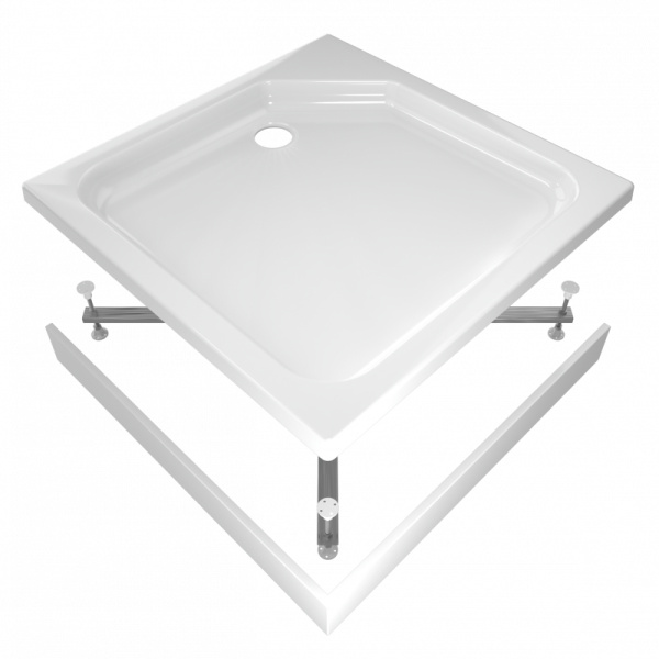 Поддон акриловый квадратный RD-21 низкий, экран, каркас в комплекте (80*80*17) (REDO)