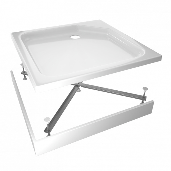 Поддон акриловый квадратный RD-21 низкий, экран, каркас в комплекте (80*80*17) (REDO)