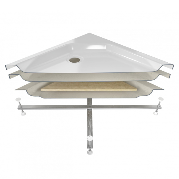 Поддон акриловый квадратный RD-21 низкий, экран, каркас в комплекте (80*80*17) (REDO)