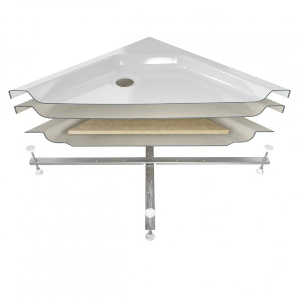 Поддон акриловый квадратный RD-1 низкий, экран, каркас в комплекте (90*90*17) (REDO)