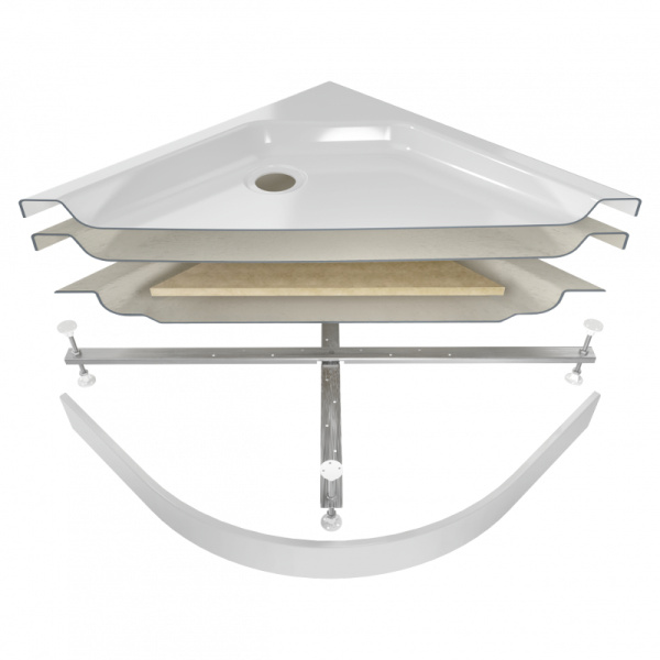 Поддон акриловый полукруглый RD-22 низкий, экран, каркас в комплекте (80*80*17) (REDO)