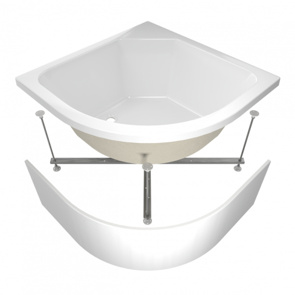 Поддон акриловый полукруглый RD-5 глубокий, экран, каркас в комплекте (90*90*45) (REDO)