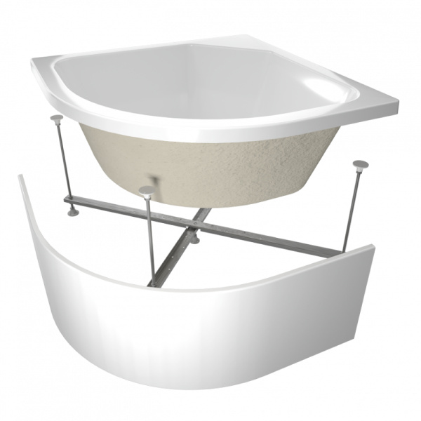 Поддон акриловый полукруглый RD-5 глубокий, экран, каркас в комплекте (90*90*45) (REDO)