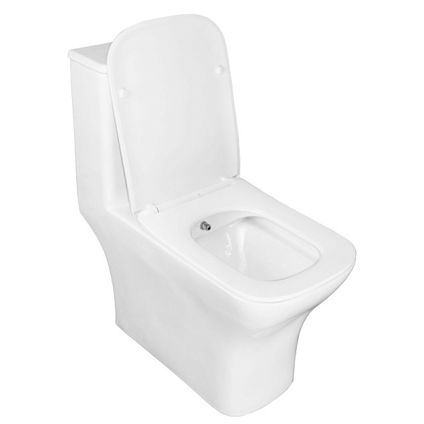 Унитаз-компакт Azario  Lodi безободковый моноблок с функцией биде, AZ-8617B универсальный выпуск, двухрежимная арматура, нижний  подвод, сиденье