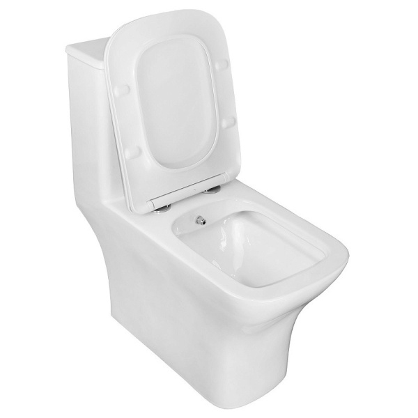 Унитаз-компакт Azario  Lodi безободковый моноблок с функцией биде, AZ-8617B универсальный выпуск, двухрежимная арматура, нижний  подвод, сиденье