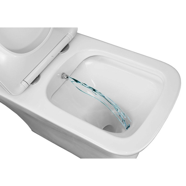 Унитаз-компакт Azario  Lodi безободковый моноблок с функцией биде, AZ-8617B универсальный выпуск, двухрежимная арматура, нижний  подвод, сиденье