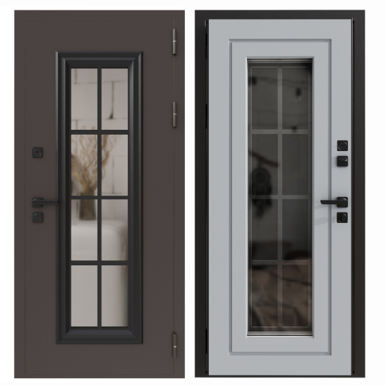 Дверь металлическая  110 мм  ТЕРМО БРЮССЕЛЬ 860 левая   (букле кварц/Веллюто Бьянко) Россия