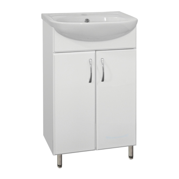 Комплект "Эрика 60 2 двери Уют 60" (тумба+умывальник Уют 60) 820x592x318 мм, пленка ПВХ, белый