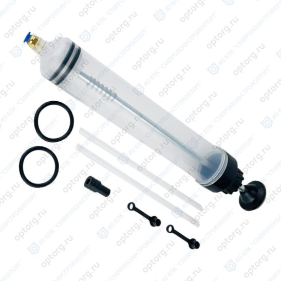 Шприц маслозаливной (500 мл.) прозрачный, с набором трубок ("TOP AUTO" С.Петербург) (маслонагнетательный) для заливки и откачки масла и жидких смазок (ТА-8305П)