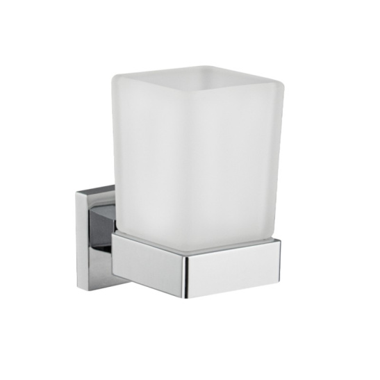 Стакан стеклянный с креплением к стене, хром, 84005, GFmark, Санакс