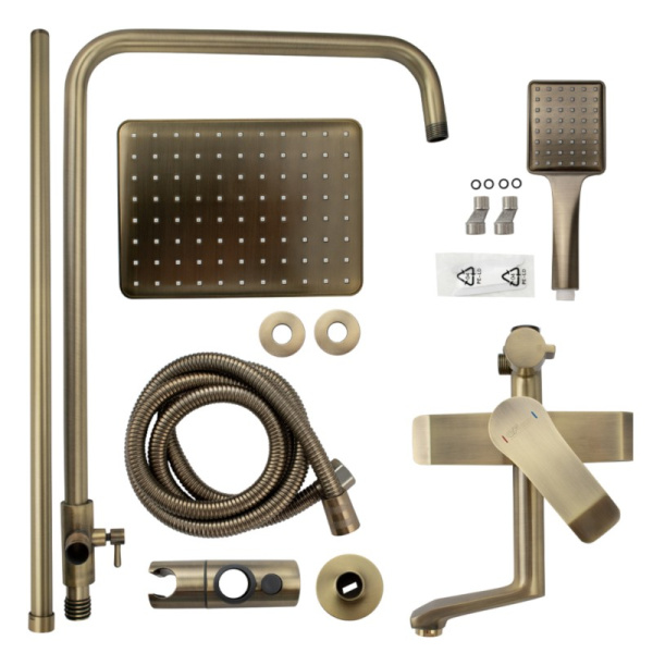 Стойка душевая тропический душ, с двумя лейками, состаренная бронза, 5075, GFmark, Санакс