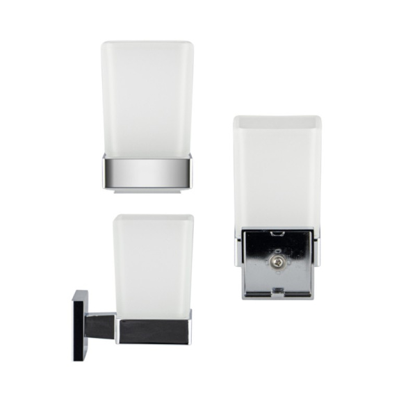 Стакан стеклянный с креплением к стене, хром, 84005, GFmark, Санакс