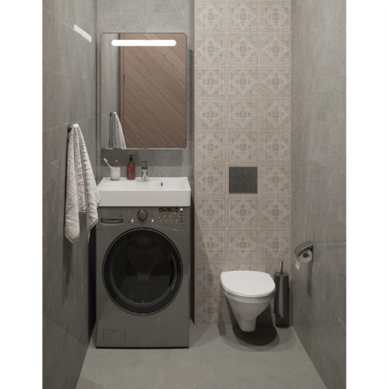 Раковина Клио 60х61 (над стиральной машиной) с кронштейнами (1WH501780), с отверстием, без пьедестала, 600x580 мм, г. Чебоксары
