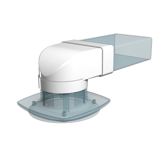 620СК12,5ФП Соединитель угл плоск канал-фитинг d125 60*204