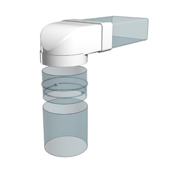 620СК12,5ФП Соединитель угл плоск канал-фитинг d125 60*204