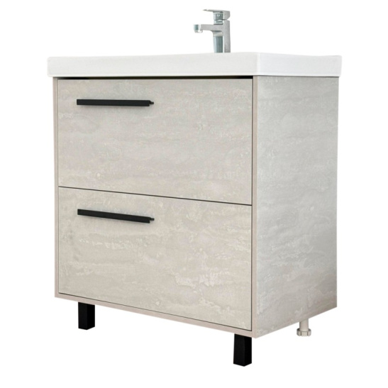 Комплект "МИШЕЛЬ 80/2 дов" (тумба+умывальник VELLA 80) 800x800x400 мм, пленка ПВХ, камень