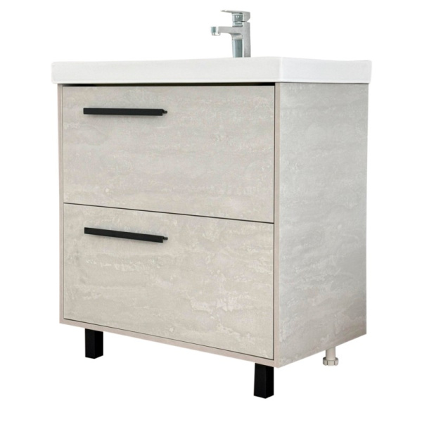 Комплект "МИШЕЛЬ 80/2 дов" (тумба+умывальник ARI 80) 800x800x400 мм, пленка ПВХ, камень