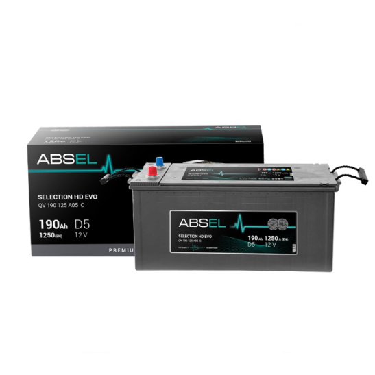 Аккумулятор 6СТ-190 R+ SLI ABSEL SELECTION EVO HD зал. евро. поляр., клемма (Китай) (Абсел)