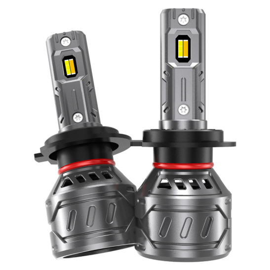 Автолампы LED Н7 (12/24В., к-т 2 шт.) (серия TRI-COLOR) светодиодные, с вентилятором и радиатором, тип оптики: Рефлектор, Линза (28Вт., 2500Лм., 3000/4300/6500 К ) ("AIRLINE") (AEAR235)