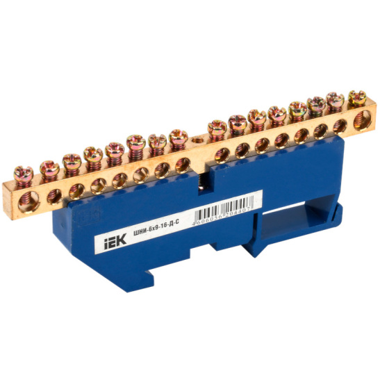Шина N "ноль" на DIN-изоляторе ШНИ-6х9-16-Д-С IEK (YNN10-69-16D-K07)