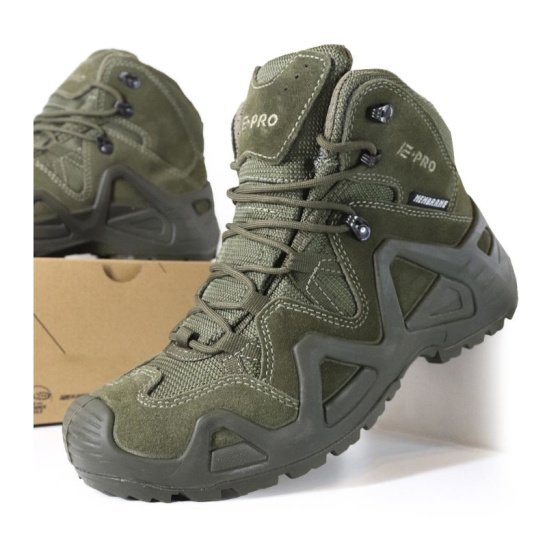Ботинки треккинговые "E-PRO Special Mid KEVLAR" р.43 ПУ/Резина цв.оливковый кмф модель 102