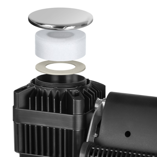 Автокомпрессор (160 л/мин, до 10 атм.) питание: крокодилы на АКБ, спиральный шланг, сумка, переходники, насадки ("БАК.99359") ("БелАвтоКомплект") 