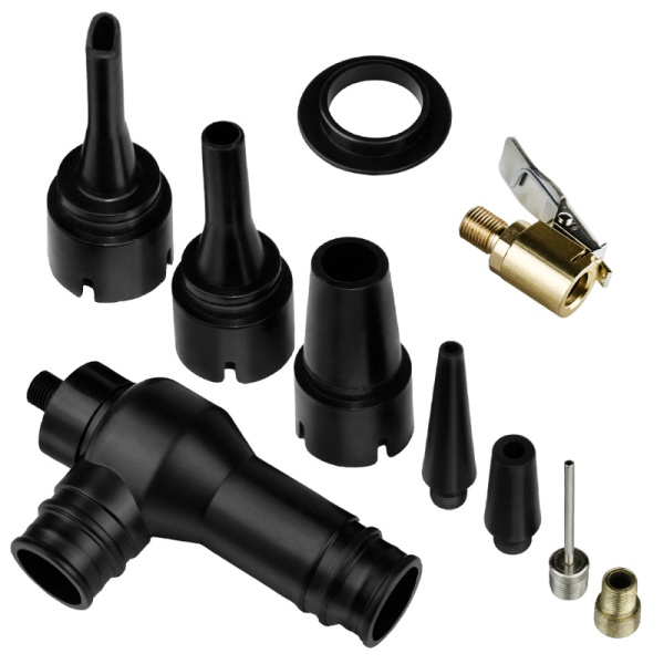 Автокомпрессор (300 л/мин, до 10 атм.) 2-х поршневой, питание: крокодилы на АКБ, спиральный шланг, сумка, переходники, насадки (БАК.99358) ("БелАвтоКомплект") 