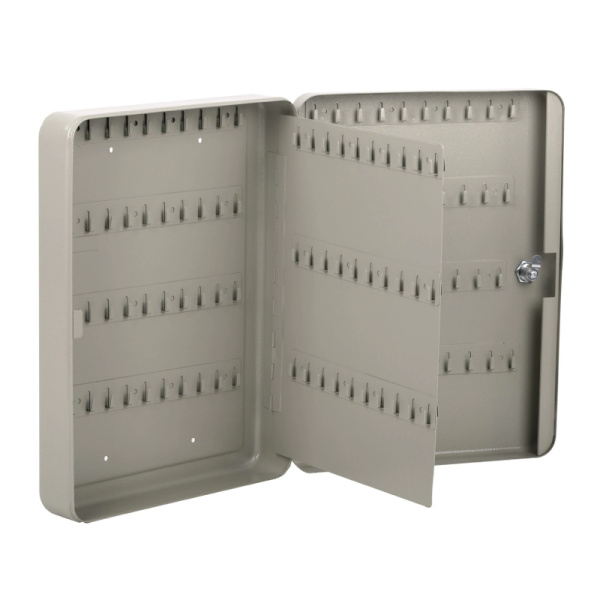 Шкафчик (ключница) на 140 ключей BRAUBERG 370×280×80 мм с замком +140 брелоков серый 290340