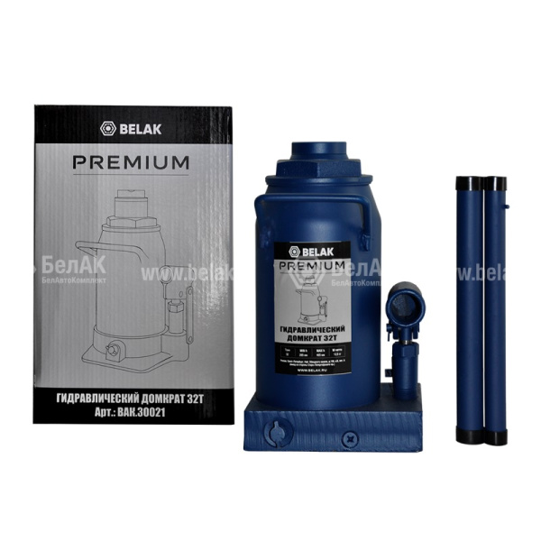 Домкрат бутылочный (32,0 тн., 285-465 мм.) гидравлический, серия PREMIUM ("БелАвтоКомплект") BAK.30021