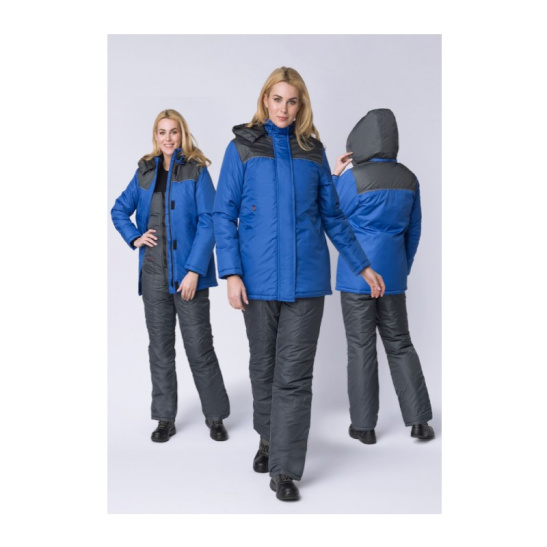 Куртка утепленная женская "Сакрин (Дюспо)", р. 48-50 (96-100) рост 3/4 (158-164), васильковый/т.серый
