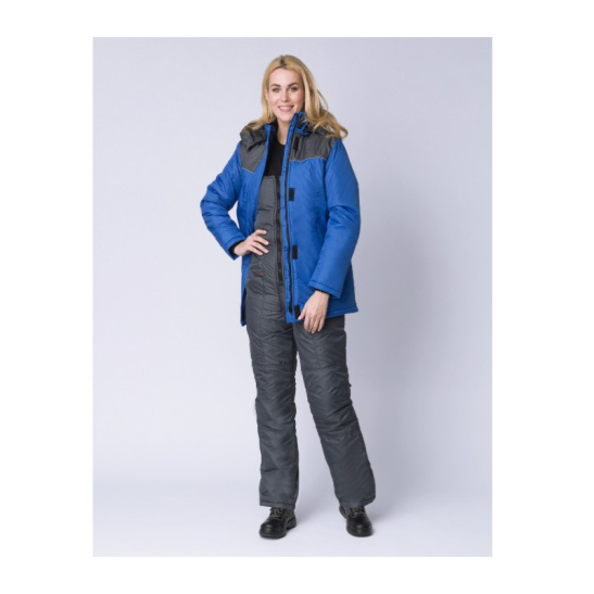 Куртка утепленная женская "Сакрин (Дюспо)", р. 48-50 (96-100) рост 3/4 (158-164), васильковый/т.серый
