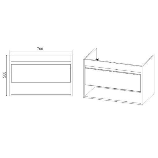 Комплект "Бостон 80 подвесная (арт. VBOS80COG-T1YP)" (тумба+умывальник COMO 60) 820x560x430 мм, пленка ПВХ, графит