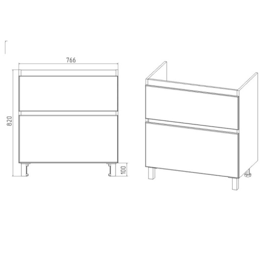 Комплект "Мальта 80 (арт. VMAL80COBEL-T2Y)" (тумба+умывальник COMO 80) 820x760x425 мм, пленка ПВХ, белый