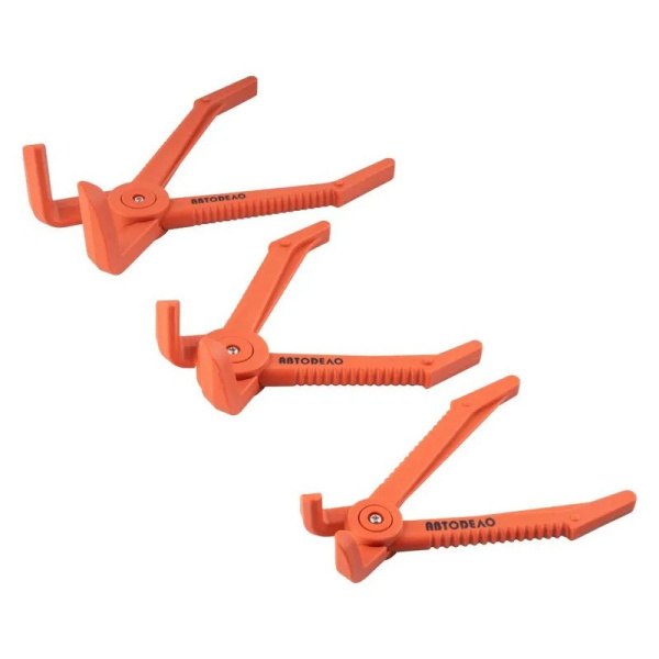 Зажимы для шлангов тормозной и топливной систем, изогнутые 90° D 17-25-38 мм. с фиксатором (набор 3шт.) ("АвтоDЕЛО") 30402