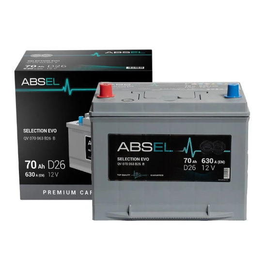 Аккумулятор 6СТ-70  SLI ABSEL SELECTION EVO ASIA , зал. япон. ст. (Китай) (Абсел)