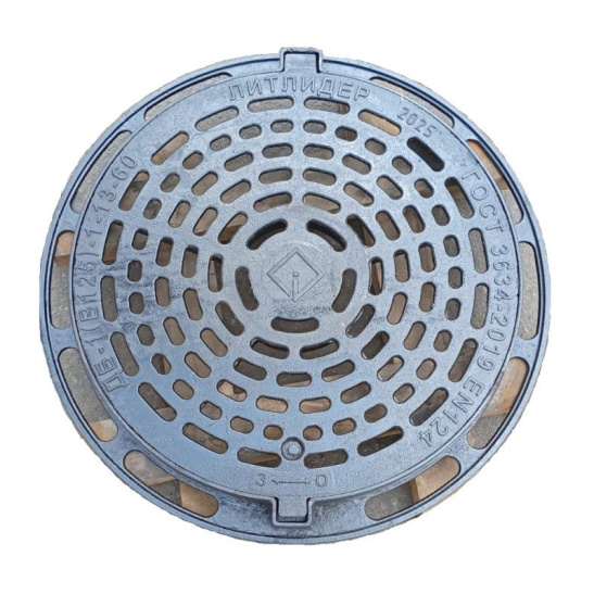 Дождеприемник ДБ-1(В125)-1-13-60 ГОСТ 3634-2019 760x760x60 мм, тяжелый, 12,5 т, чугун
