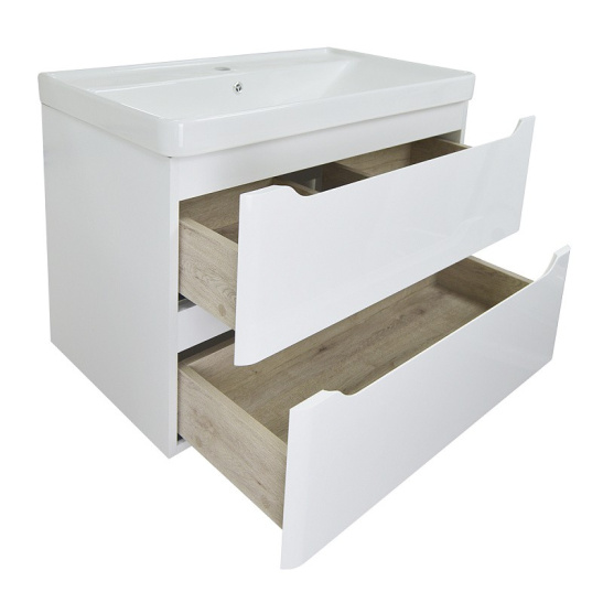 Комплект "LOTOS 70/2 подвесная (арт. CS00083930)" (тумба+умывальник Monte 70 AZ-836-70) 570x715x480 мм, эмаль, белый