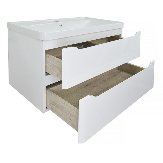 Комплект "LOTOS 80/2 подвесная (арт. CS00083931)" (тумба+умывальник Monte 80 AZ-836-80) 570x815x480 мм, эмаль, белый