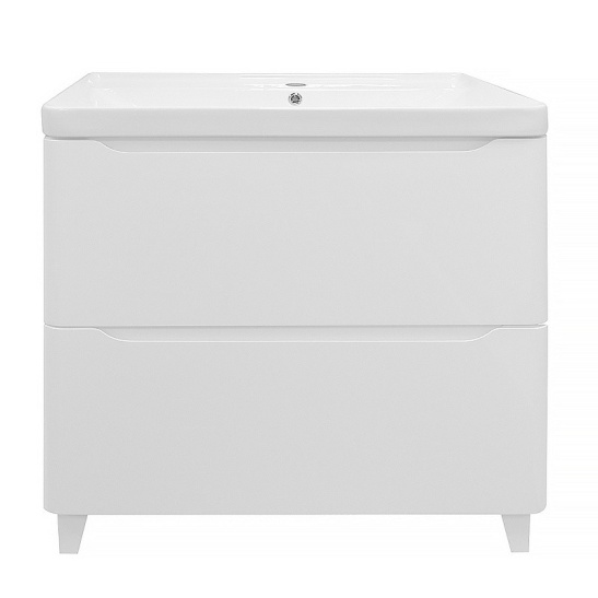 Комплект "LOTOS 80/2 напольная (арт. CS00081987)" (тумба+умывальник Monte 80 AZ-836-80) 835x815x480 мм, эмаль, белый
