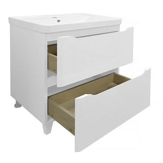 Комплект "LOTOS 80/2 напольная (арт. CS00081987)" (тумба+умывальник Monte 80 AZ-836-80) 835x815x480 мм, эмаль, белый