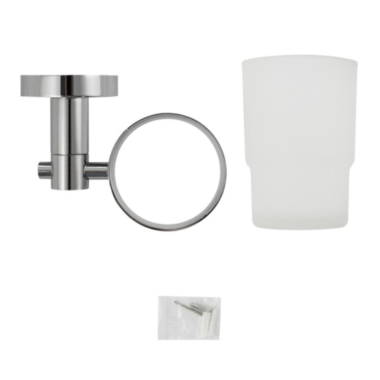 Стакан стеклянный с креплением к стене, хром, 79005, GFmark, Санакс