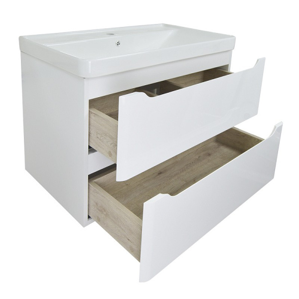 Комплект "LOTOS 70/2 подвесная (арт. CS00083930)" (тумба+умывальник Monte 70 AZ-836-70) 570x715x480 мм, эмаль, белый