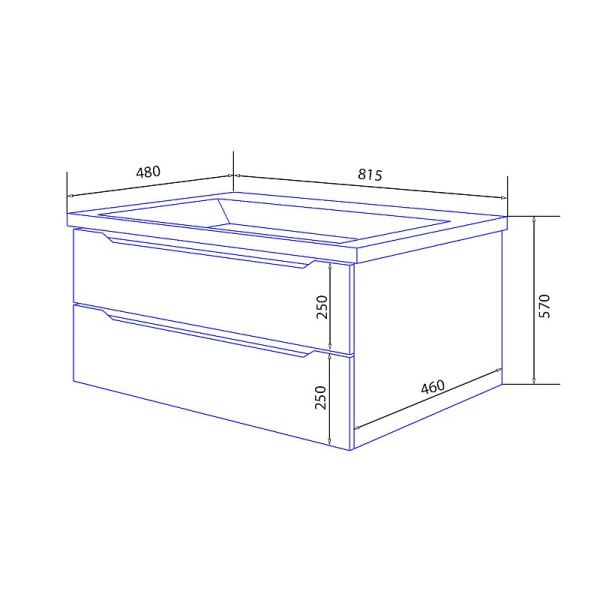 Комплект "LOTOS 80/2 подвесная (арт. CS00083931)" (тумба+умывальник Monte 80 AZ-836-80) 570x815x480 мм, эмаль, белый