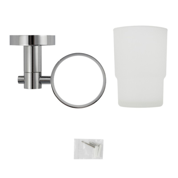 Стакан стеклянный с креплением к стене, хром, 79005, GFmark, Санакс